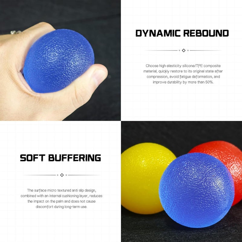 YOIYINI 4 Pack Stress Balls for Adults,Squeeze Ball,Squeeze Balls for Hands Therapy,Hand Exercisers for Therapy,Hand Exercise Ball with Different Resistance Levels,Hands Squeezers for Arthritis,Wrist Rehab - Image 3